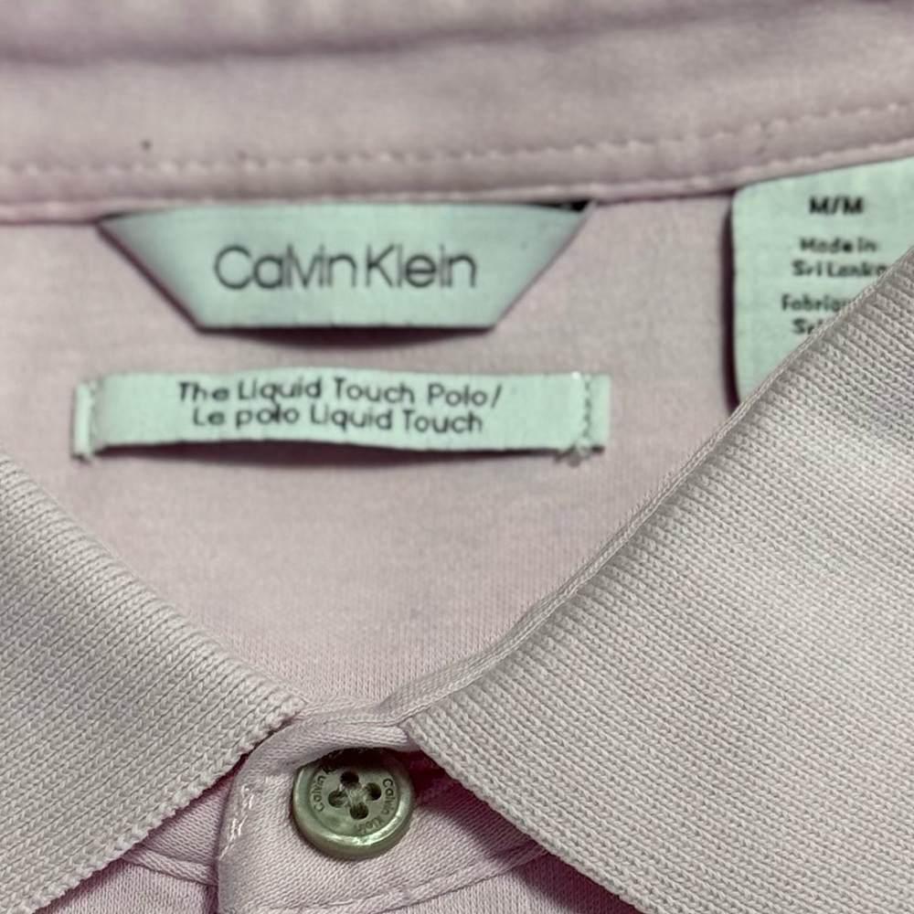 Calvin Klein Pink Polo Shirt Short Sleeve Cotton - Picture 3 of 4